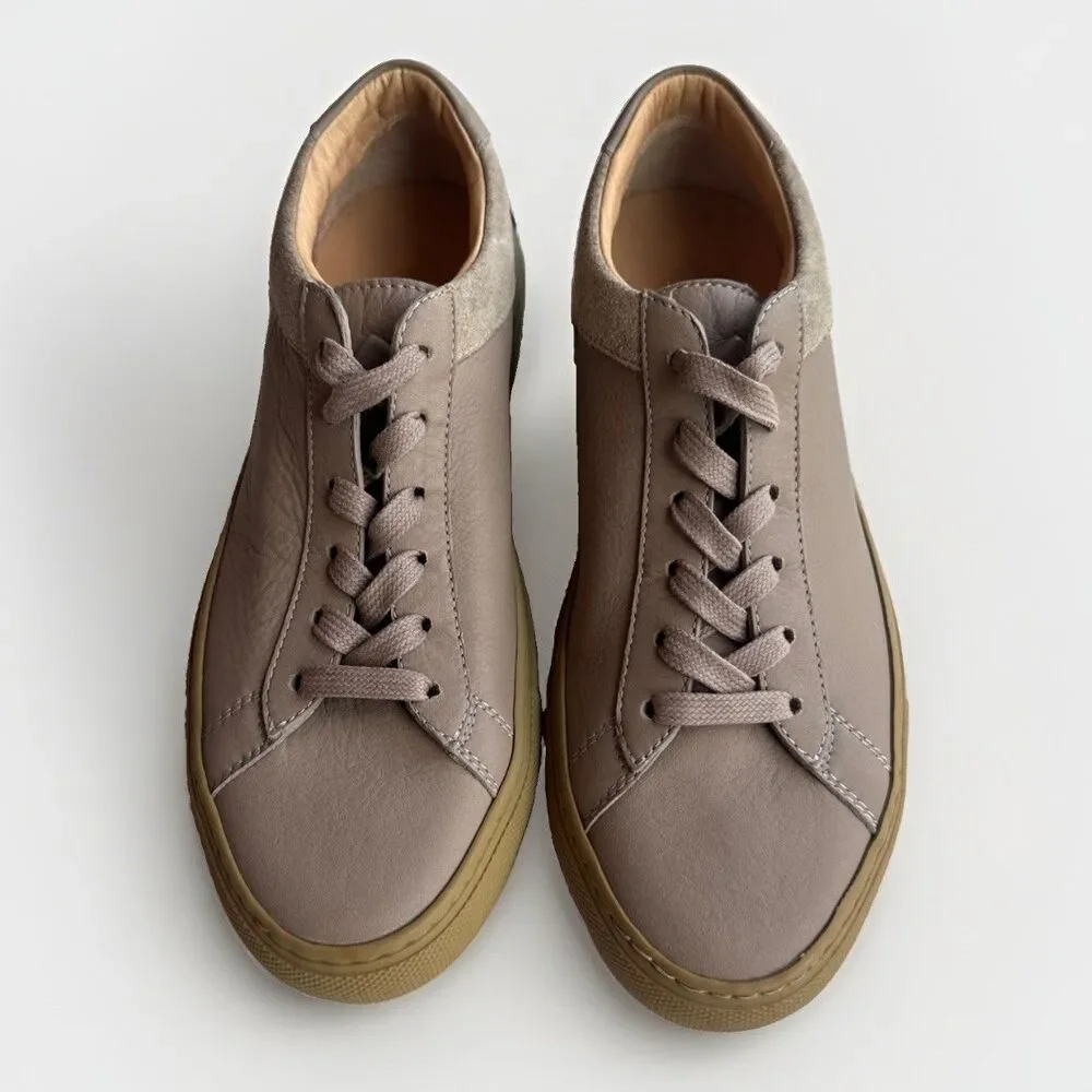 KOIO Capri Men's Low Top Sneakers Size 38 Italy Leather Shoes Taupe Tan Perfect